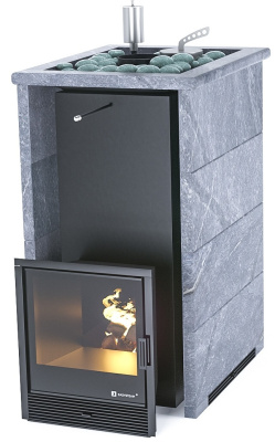 Печь "Геленджик" в трехстороннем кожухе с открытым верхом (Талькохлорит)